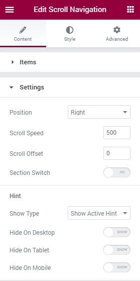 scroll settings