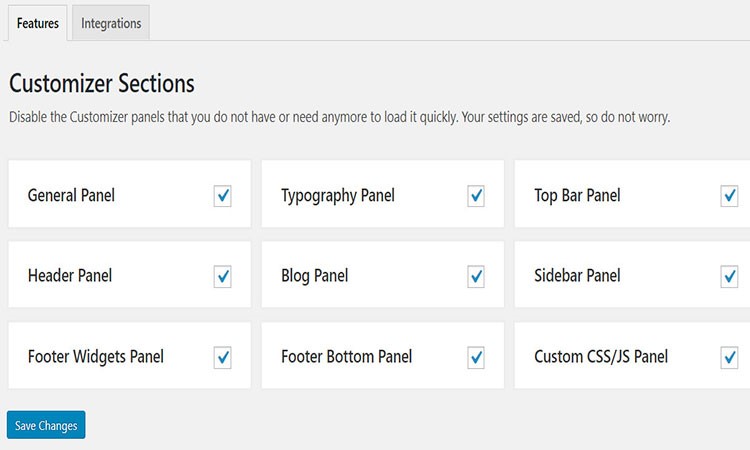 oceanwp Theme Panel & Settings