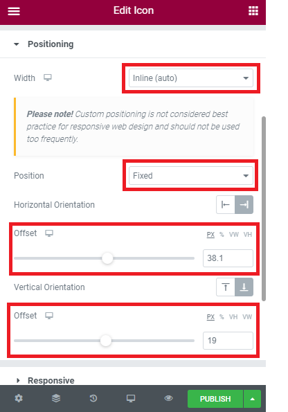 position settings