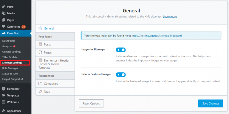 Sitemap setting